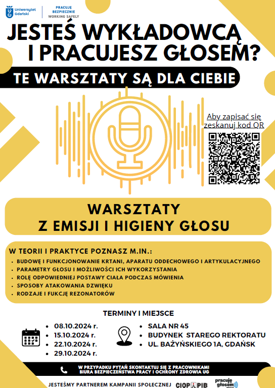 Plakat - Warsztaty z emisji i higieny głosu