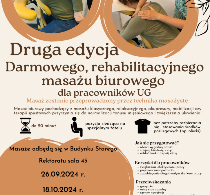 Druga edycja darmowego, rehabilitacyjnego masażu biurowego dla pracowników UG